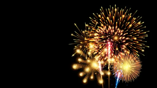 A collection of colorful fireworks exploding against a black background