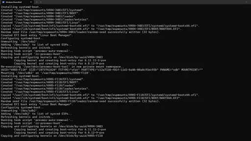 Text showing the output of proxmox-boot-tool 